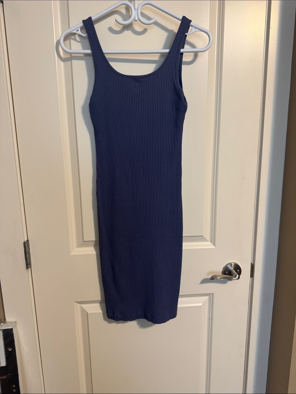 Wilfred Navy Ribbed Tank Midi Dress